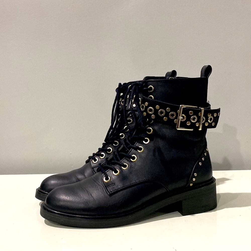 Zara Studded Combat/Moto Boots